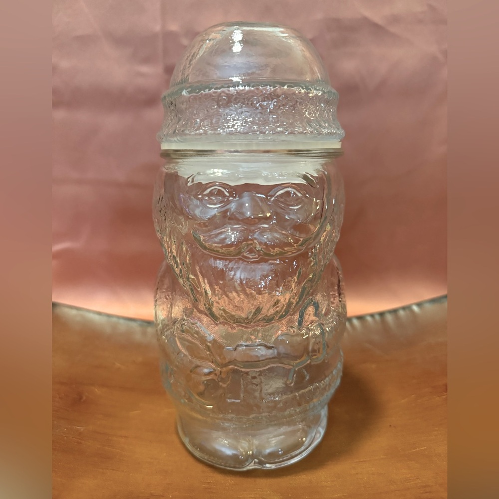 Glass Santa Claus Cookie/Candy Treat Jar Canister